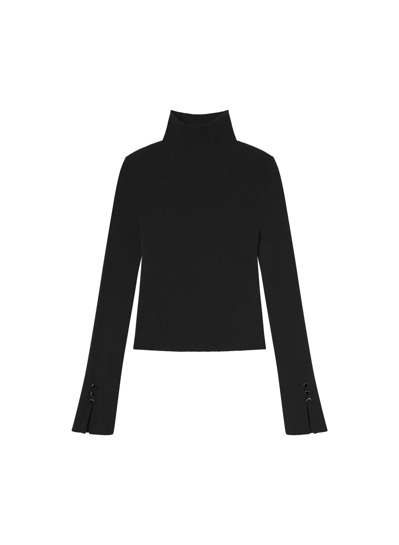 Jett Knit Merino Turtleneck Top - Black