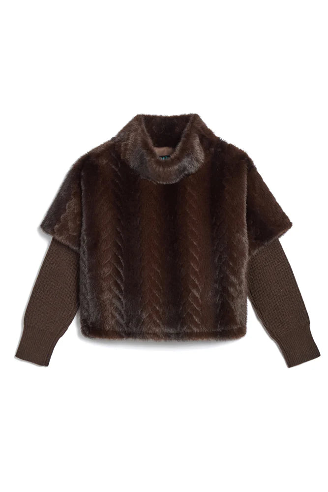 The Stanwyck Pullover Sweatshirt with Knit Sleeves - Chocolate