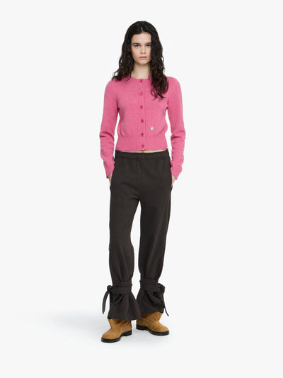 TIED BOW JOGGERS - Dark Brown Melange