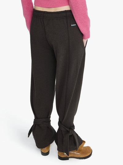 TIED BOW JOGGERS - Dark Brown Melange