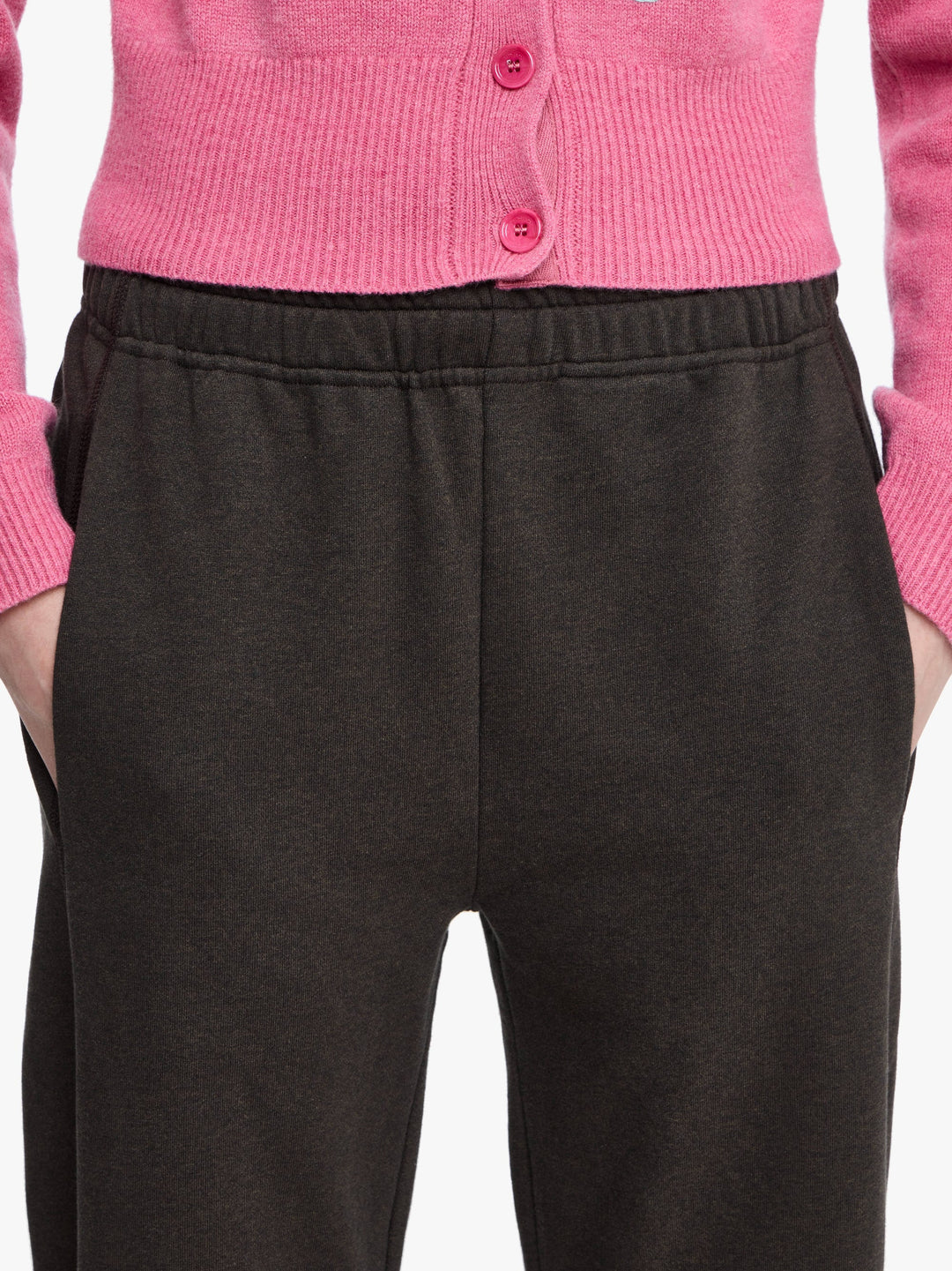 TIED BOW JOGGERS - Dark Brown Melange