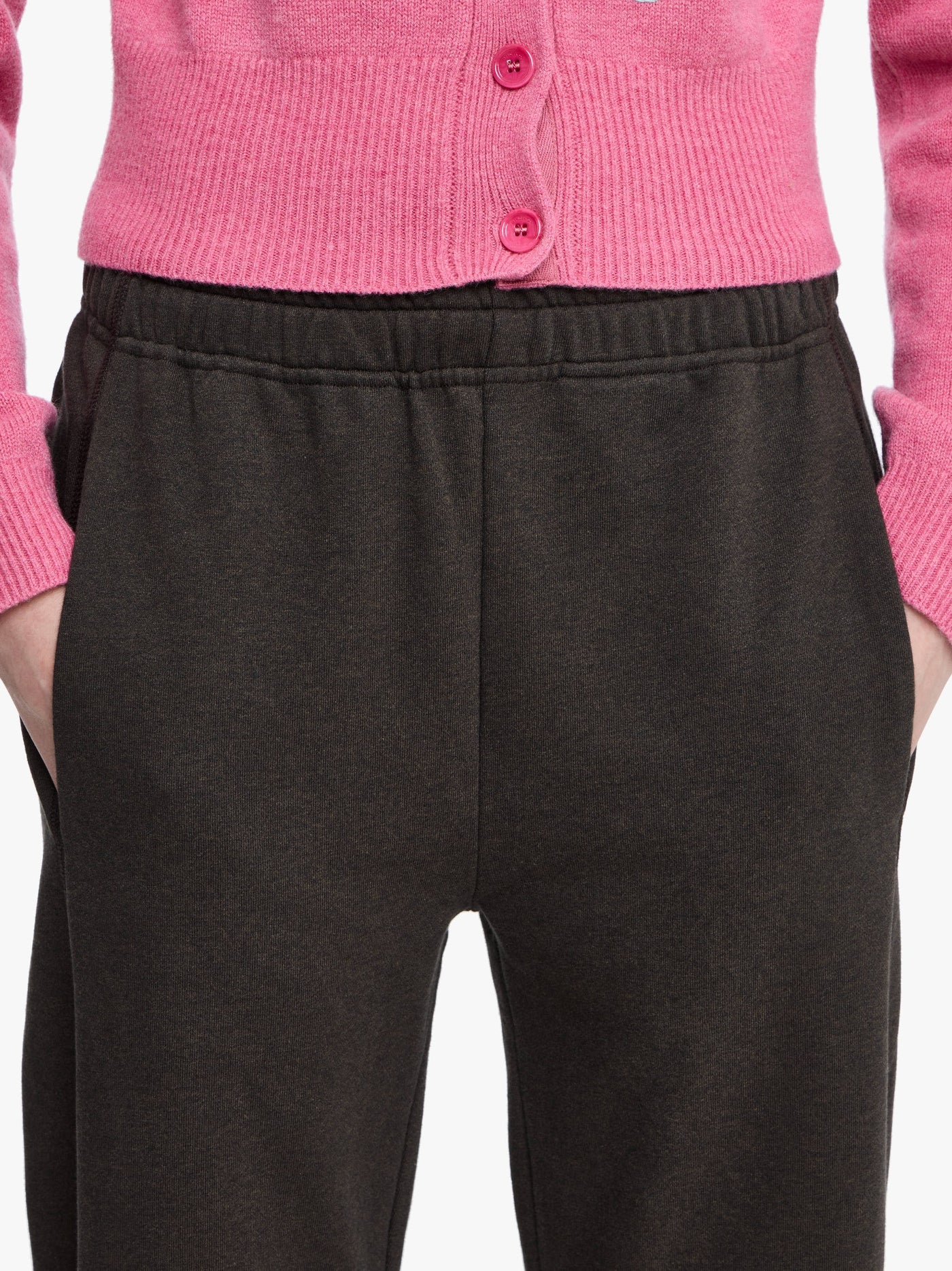 TIED BOW JOGGERS - Dark Brown Melange