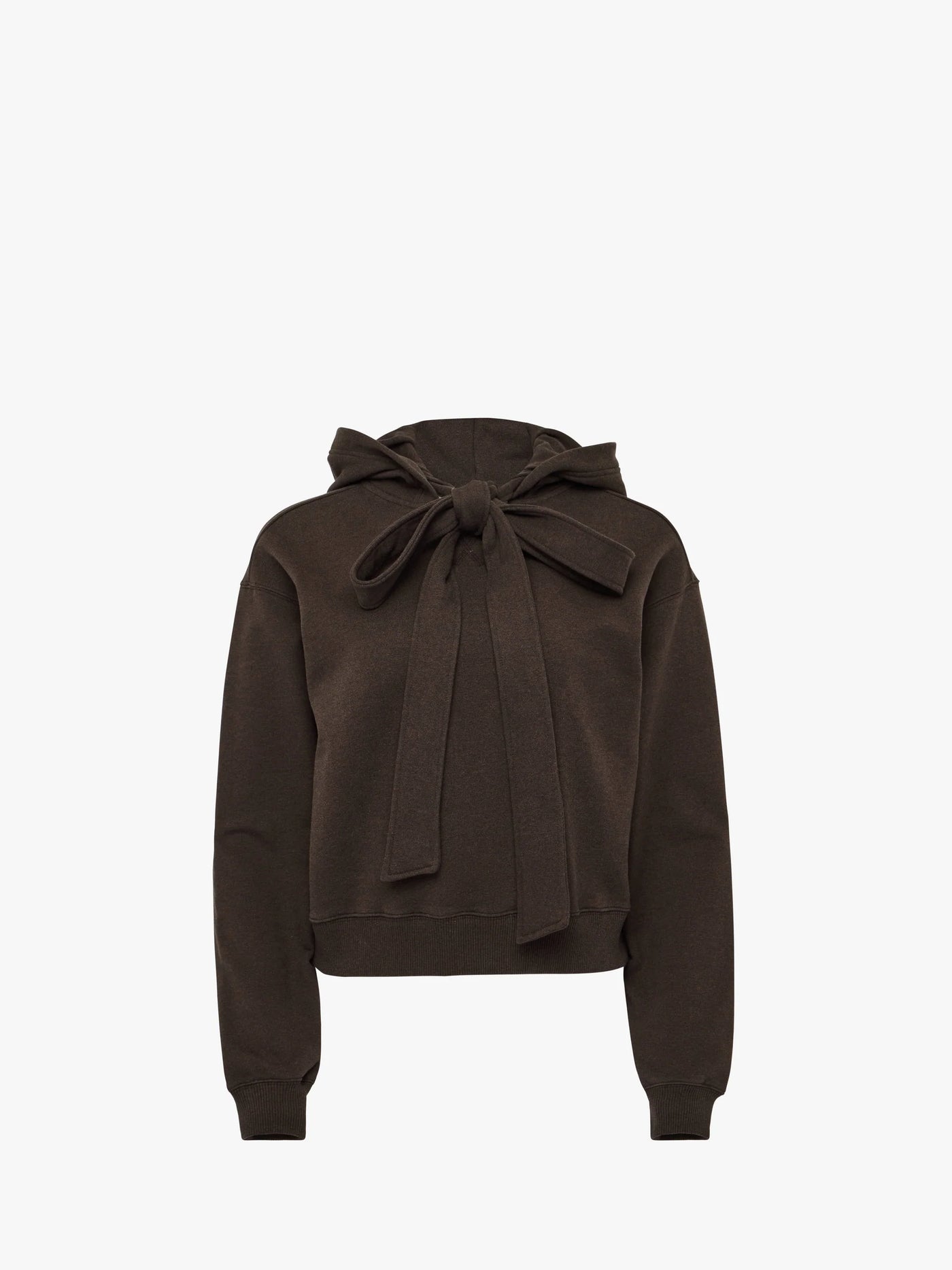 TIED BOW HOODIE - Dark Brown Melange
