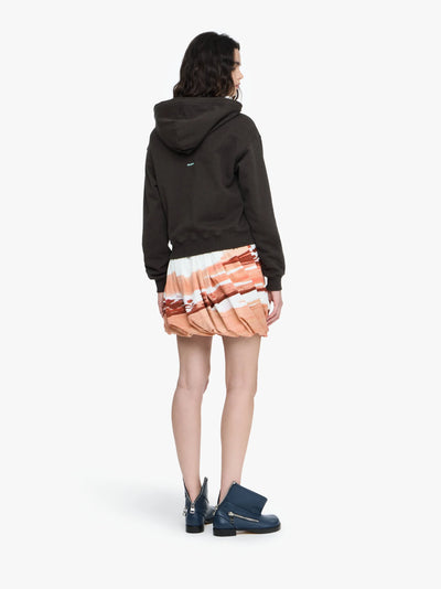TIED BOW HOODIE - Dark Brown Melange