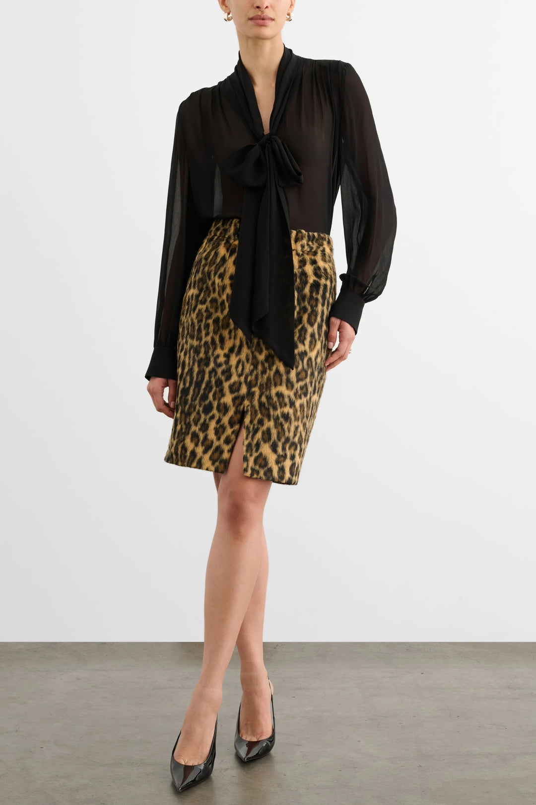 Kaila Tie Neck Blouse - Animal Print