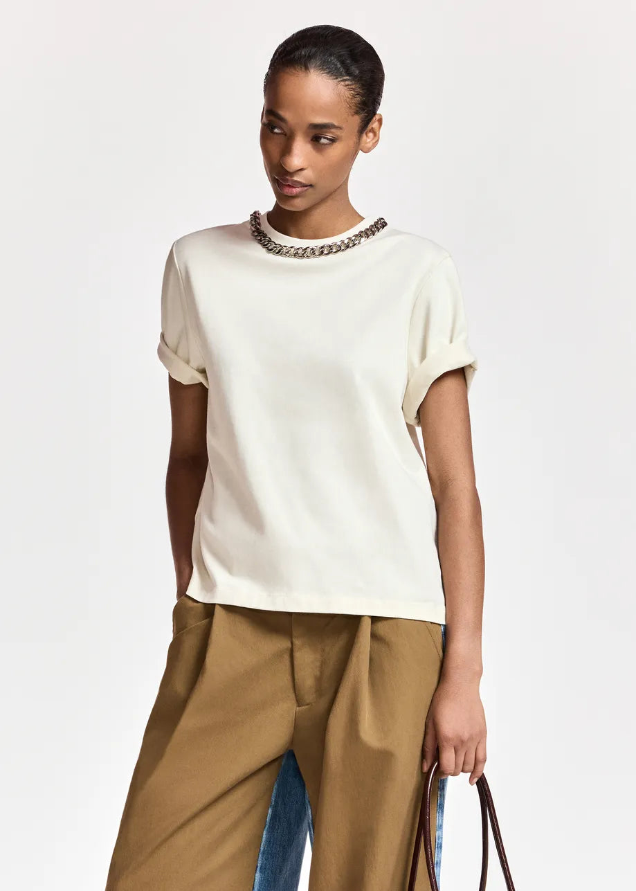 Klaim T-shirt with Chain - Ivory