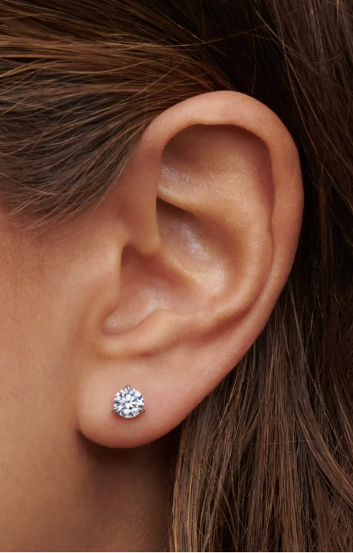 Round Diamond Stud Earrings in Platinum - 1.21ct