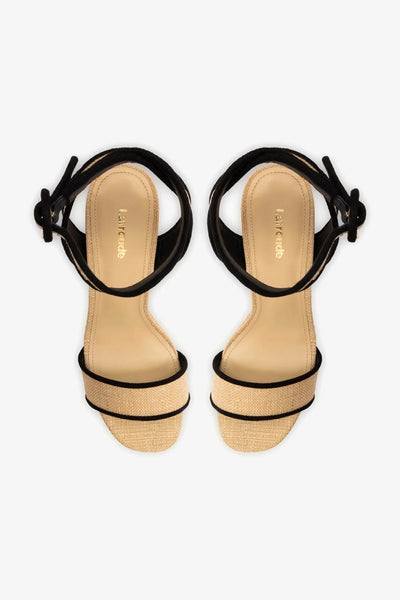 Dolly Sandal - Beige Raffia/Black Trimming