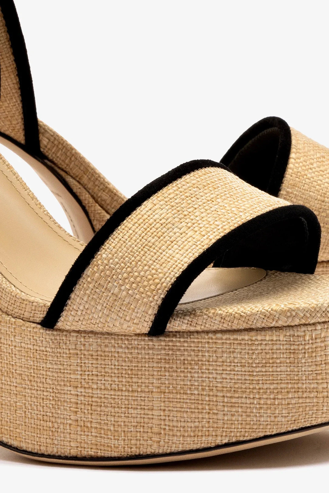 Dolly Sandal - Beige Raffia/Black Trimming