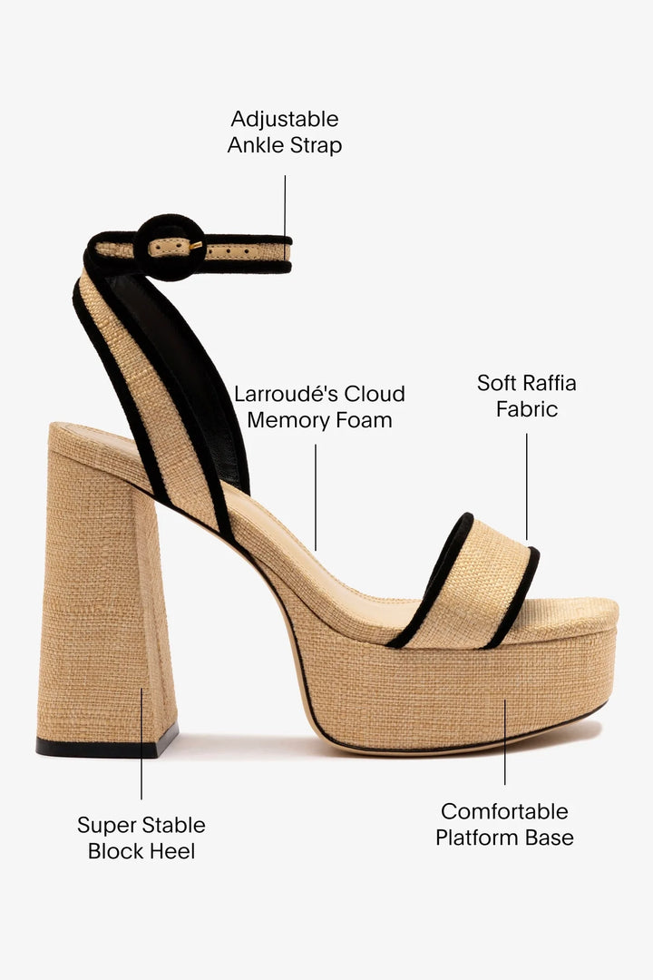 Dolly Sandal - Beige Raffia/Black Trimming