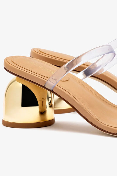 Dew Drop Mule - Tan Leather and Vinyl