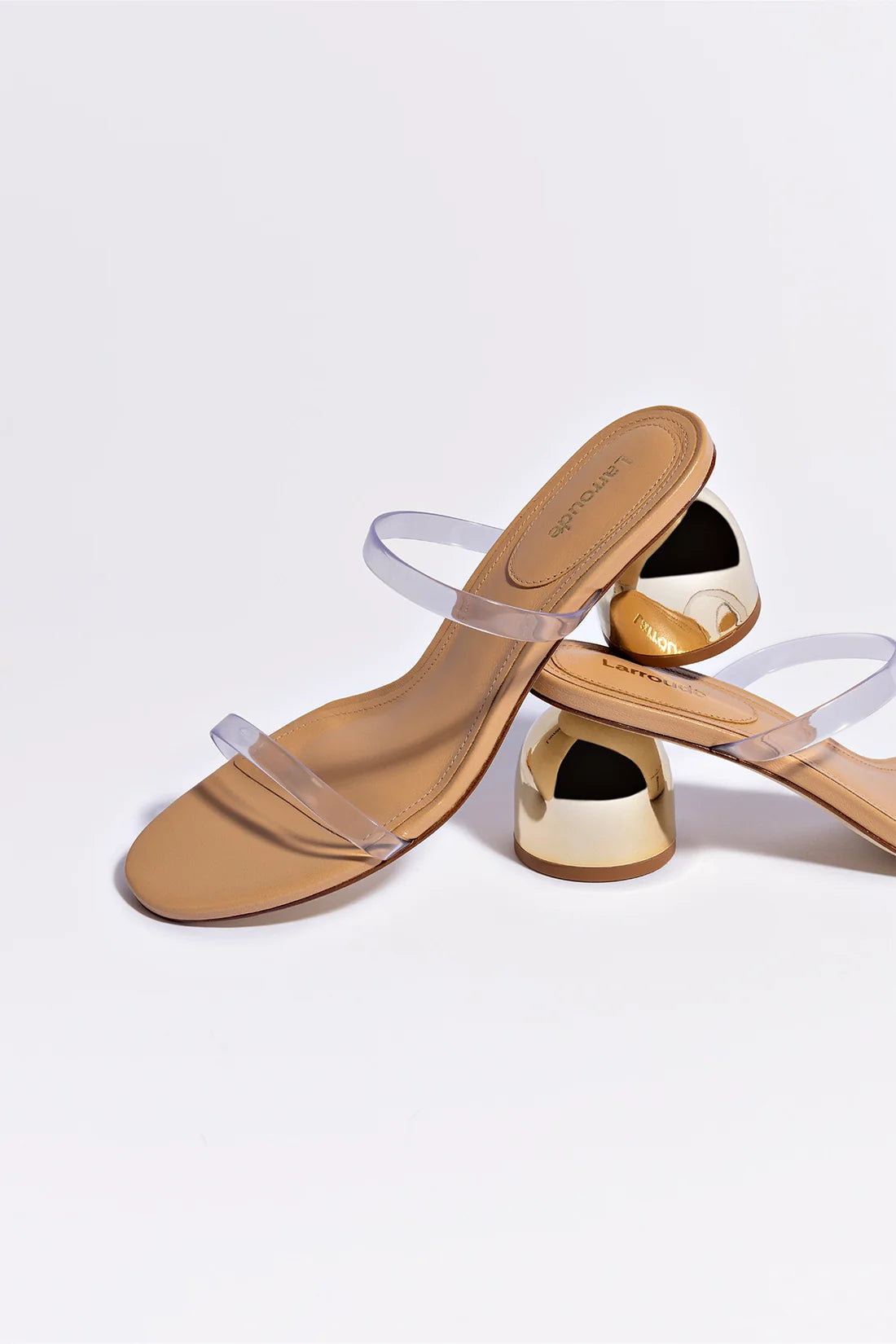 Dew Drop Mule - Tan Leather and Vinyl