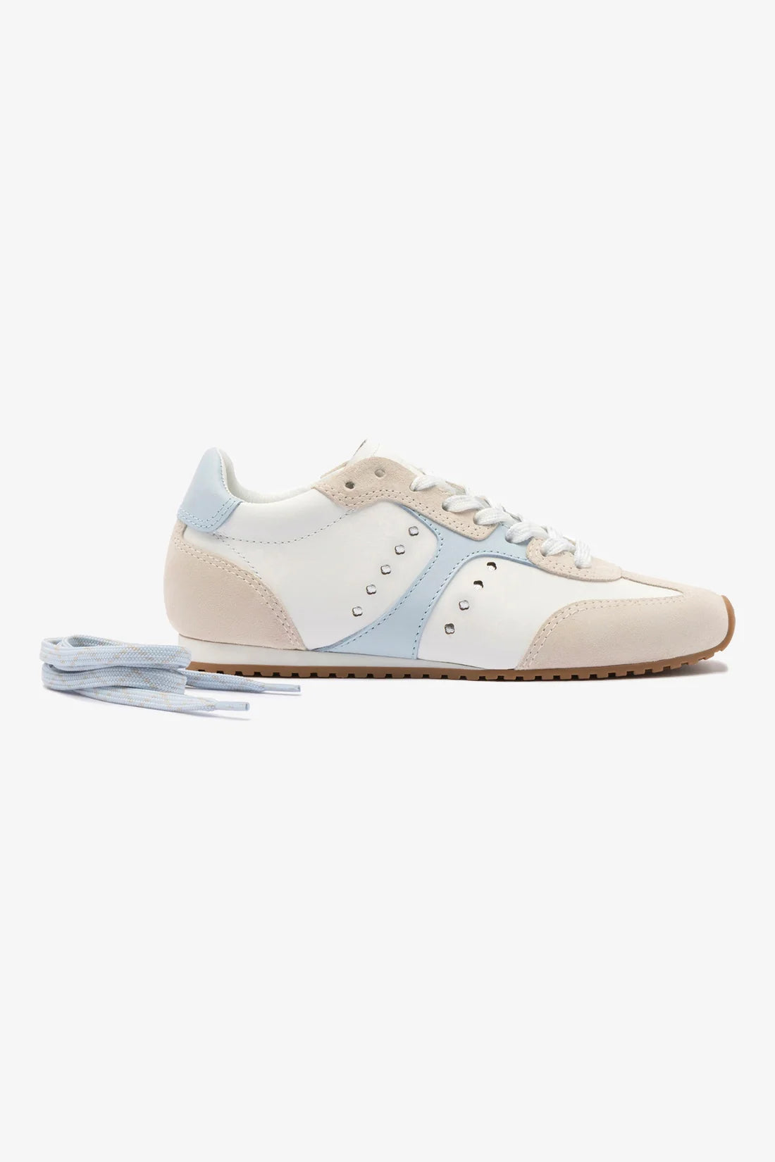 STELLA SNEAKER - Grey Suede, White Leather and Silver Metallic Leather