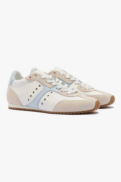STELLA SNEAKER - Grey Suede, White Leather and Silver Metallic Leather