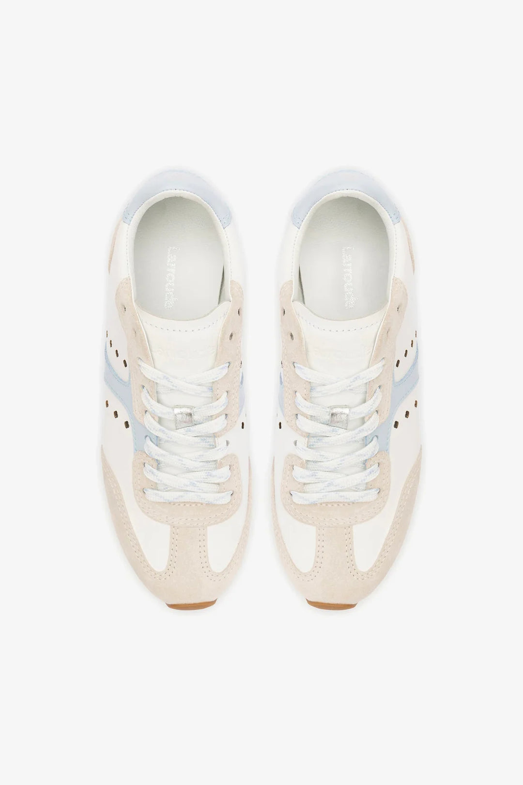 STELLA SNEAKER - Grey Suede, White Leather and Silver Metallic Leather