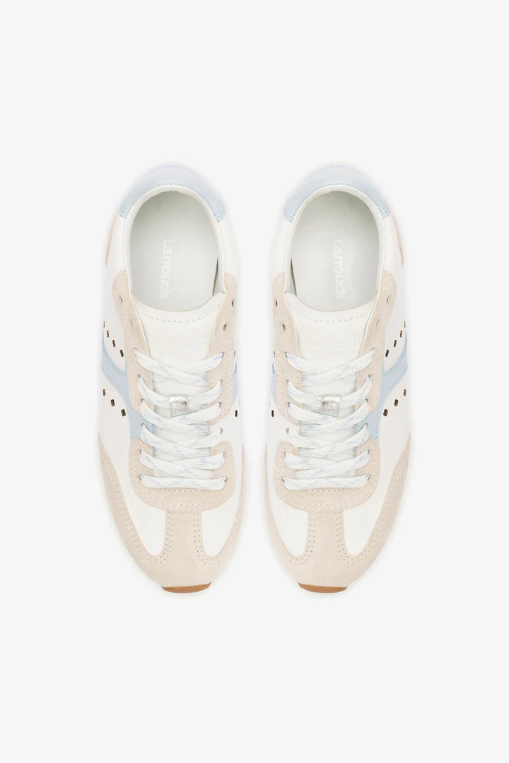 STELLA SNEAKER - Grey Suede, White Leather and Silver Metallic Leather