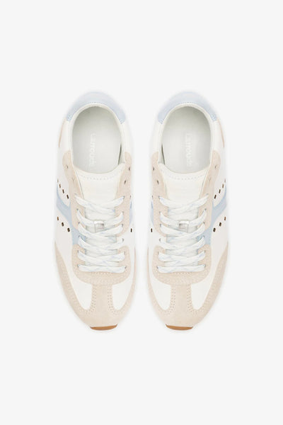 STELLA SNEAKER - Grey Suede, White Leather and Silver Metallic Leather