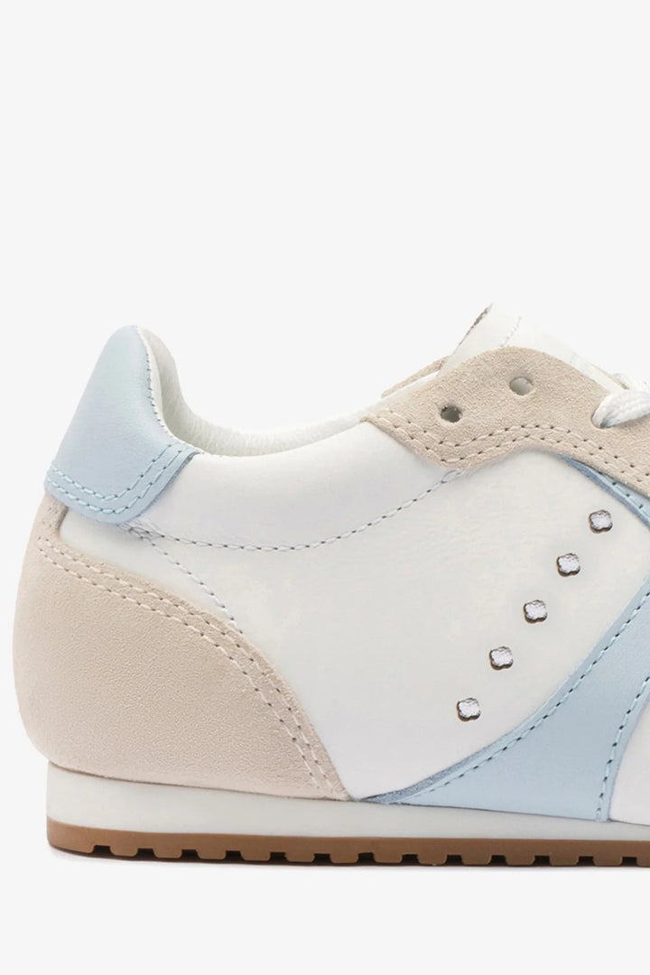 STELLA SNEAKER - Grey Suede, White Leather and Silver Metallic Leather