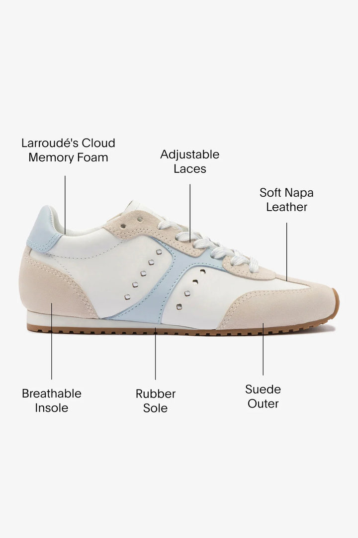 STELLA SNEAKER - Grey Suede, White Leather and Silver Metallic Leather