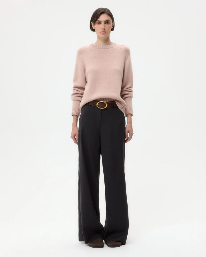 Downing Pant in Micro Herringbone Wool Suiting - Charcoal