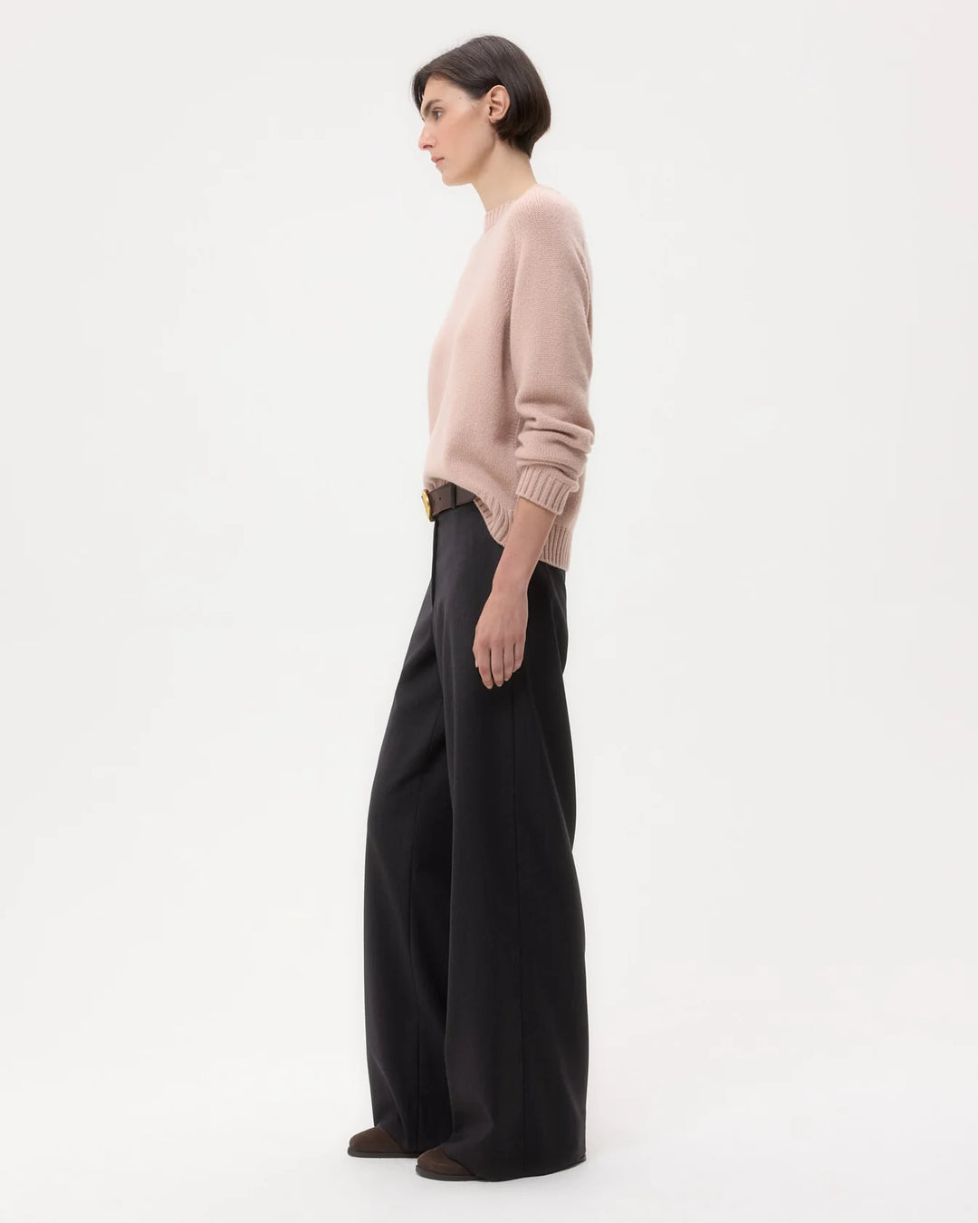 Downing Pant in Micro Herringbone Wool Suiting - Charcoal