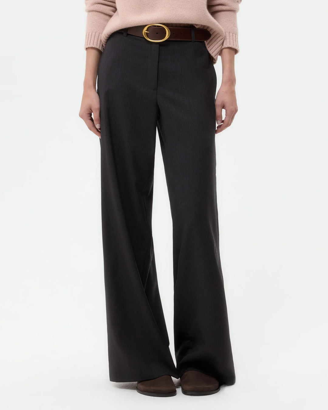 Downing Pant in Micro Herringbone Wool Suiting - Charcoal