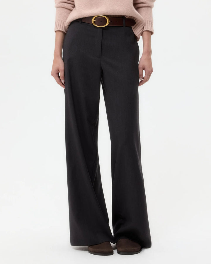 Downing Pant in Micro Herringbone Wool Suiting - Charcoal