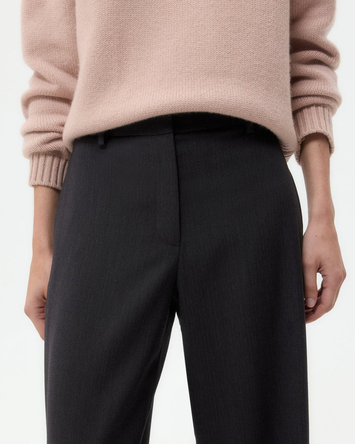 Downing Pant in Micro Herringbone Wool Suiting - Charcoal