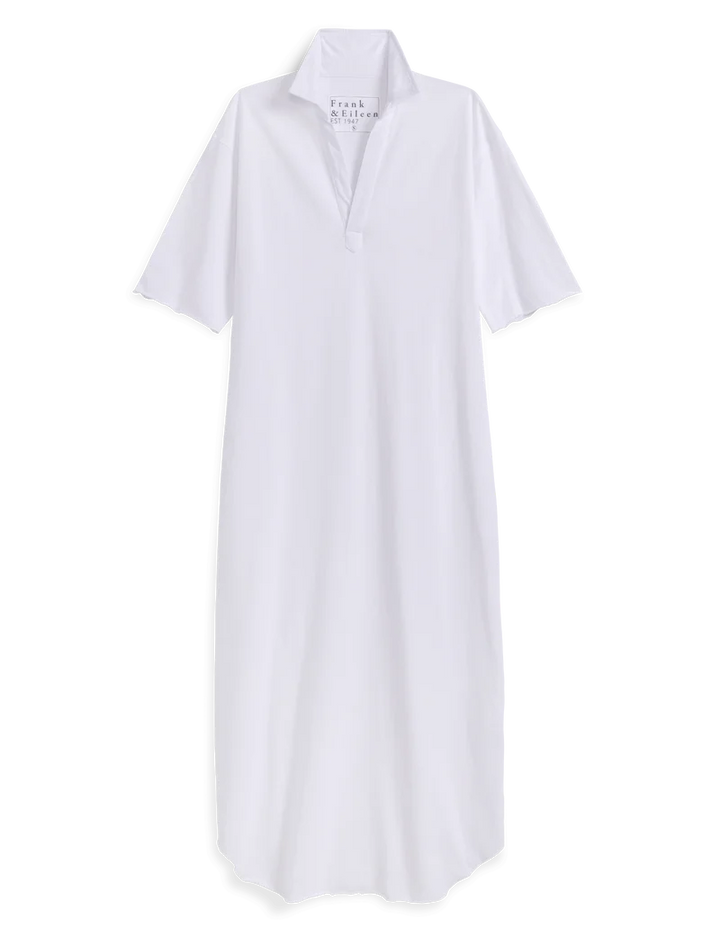 Emma Popover Henley Maxi Dress - White