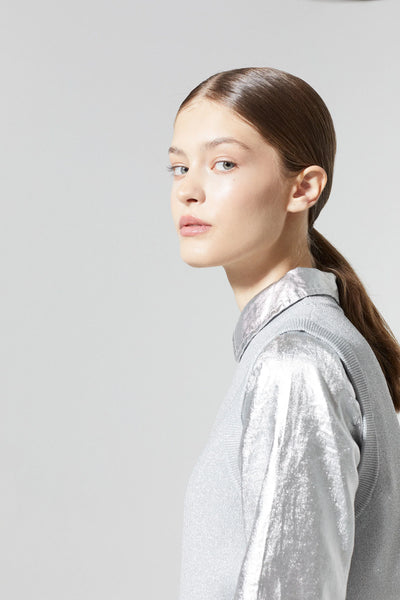 San Marino Metallic Linen Shirt - Silver