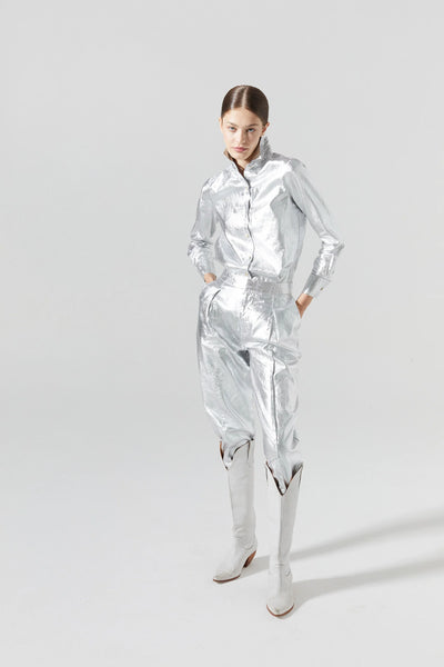 San Marino Metallic Linen Shirt - Silver