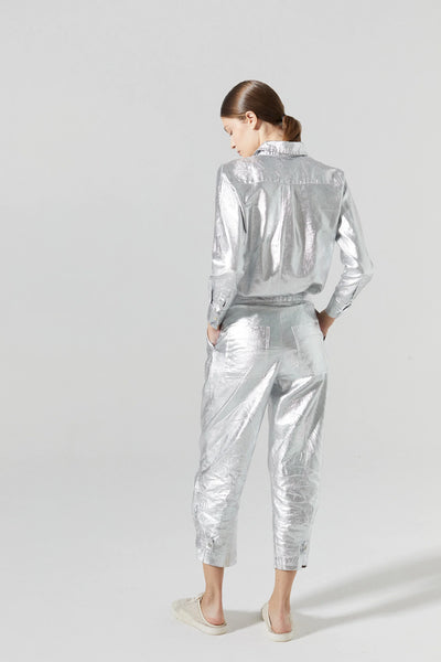 San Marino Metallic Linen Shirt - Silver