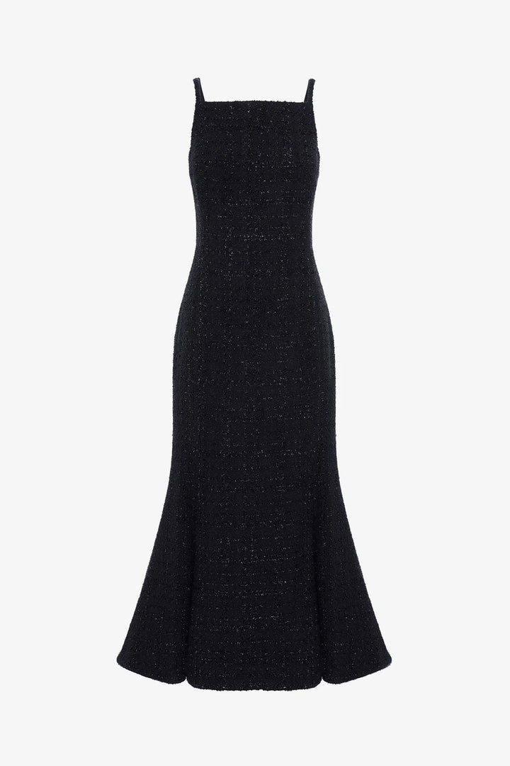 Regina Tweed Midi Dress - Ebony