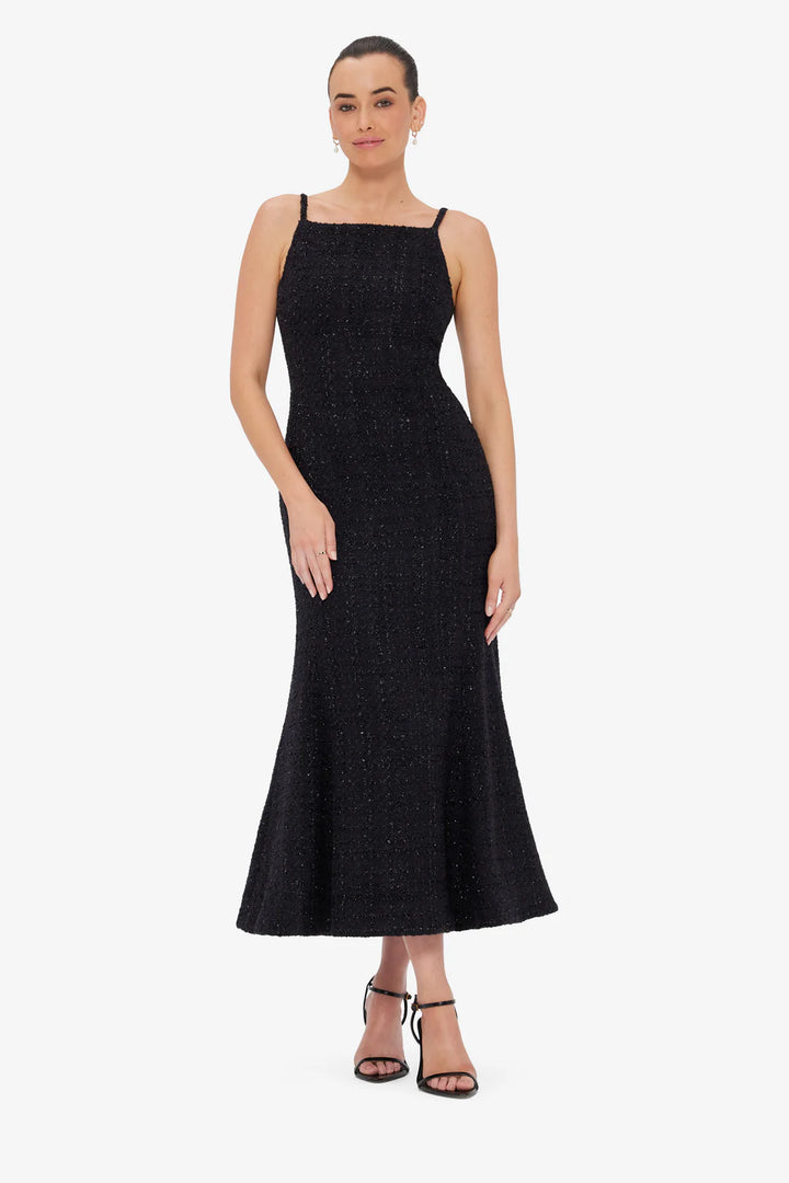 Regina Tweed Midi Dress - Ebony
