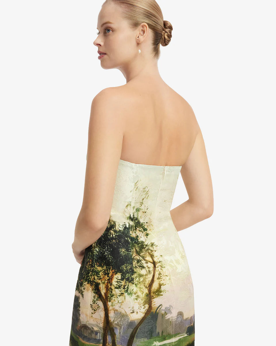 Ava Jacquard Bustier Maxi Dress - Green Multi