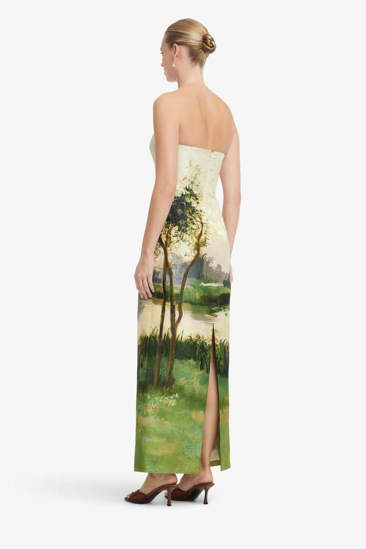 Ava Jacquard Bustier Maxi Dress - Green Multi
