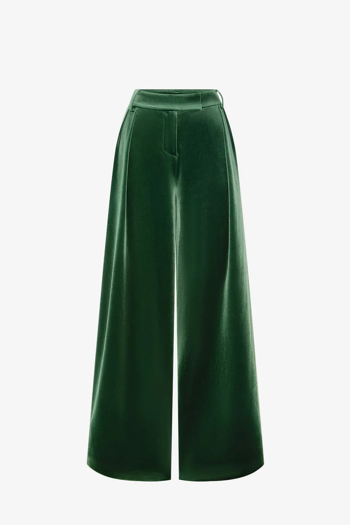 Leo Lin Elisha Velvet Wide Leg Pants - Green