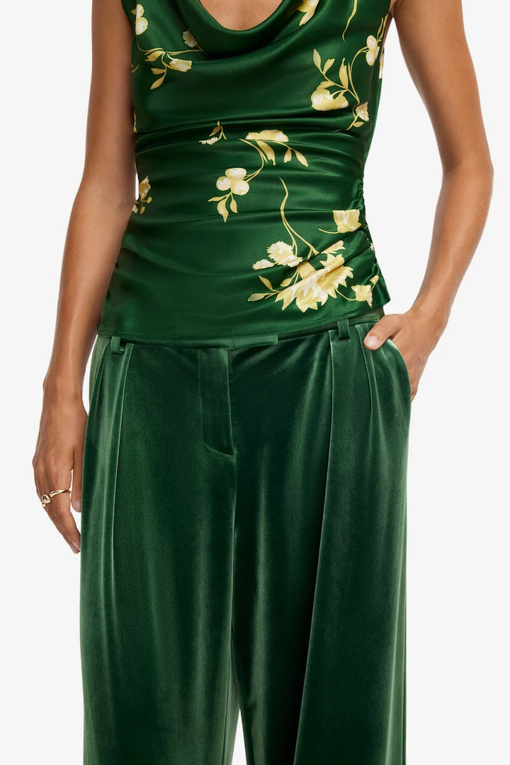 Leo Lin Elisha Velvet Wide Leg Pants - Green