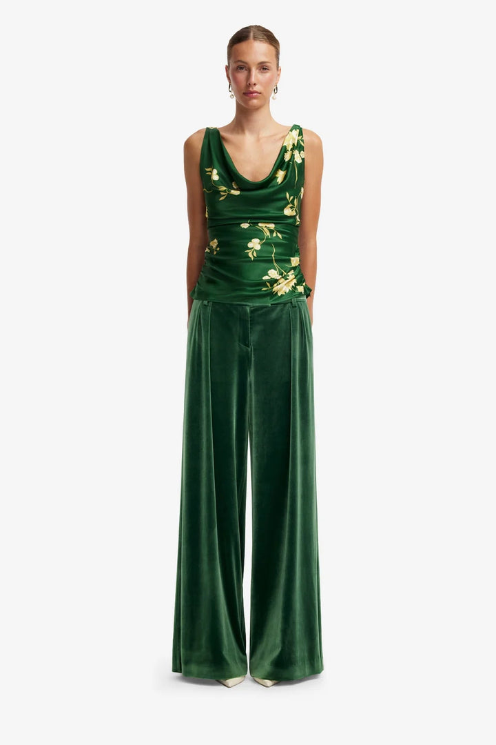 Leo Lin Elisha Velvet Wide Leg Pants - Green