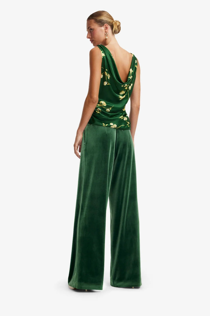 Leo Lin Elisha Velvet Wide Leg Pants - Green