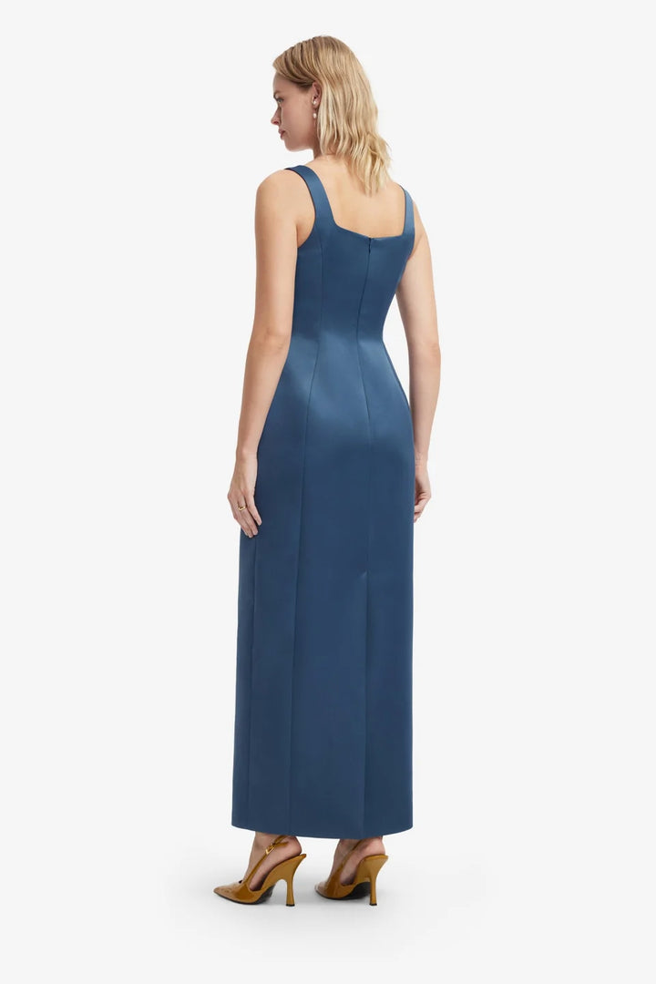 Adelina Embroidered Maxi Dress in Lily Print Indigo