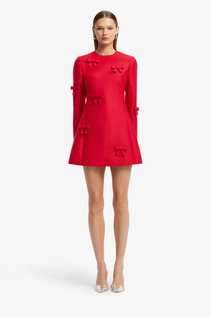 Aliza Bow Mini Dress - Red