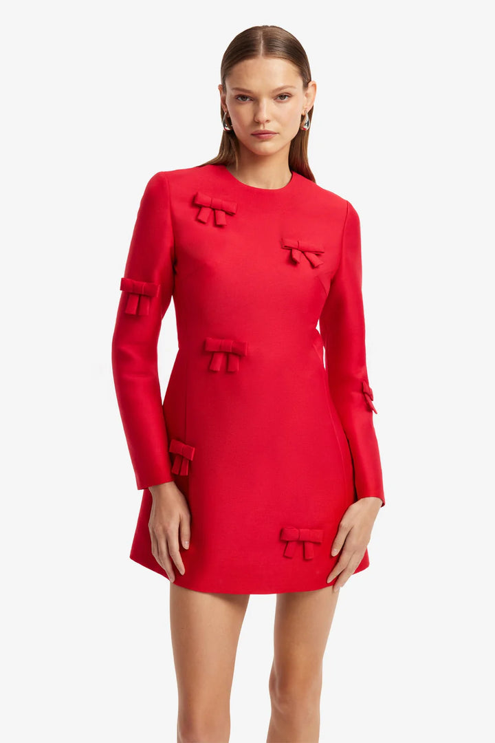 Aliza Bow Mini Dress - Red
