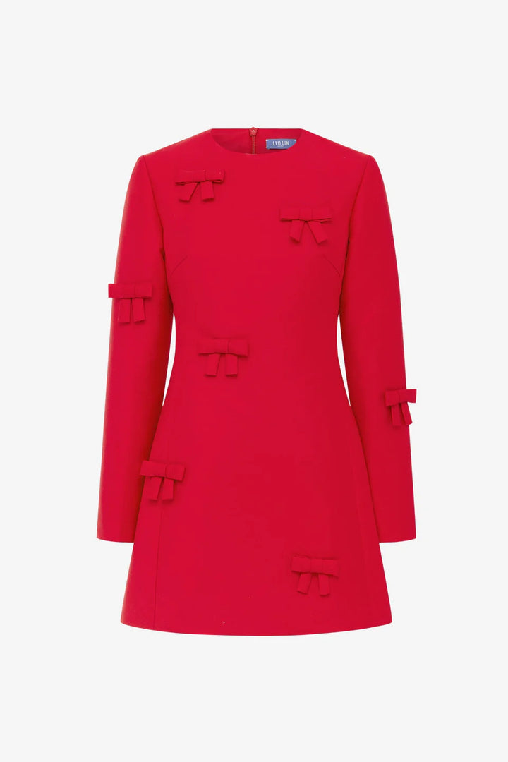 Aliza Bow Mini Dress - Red