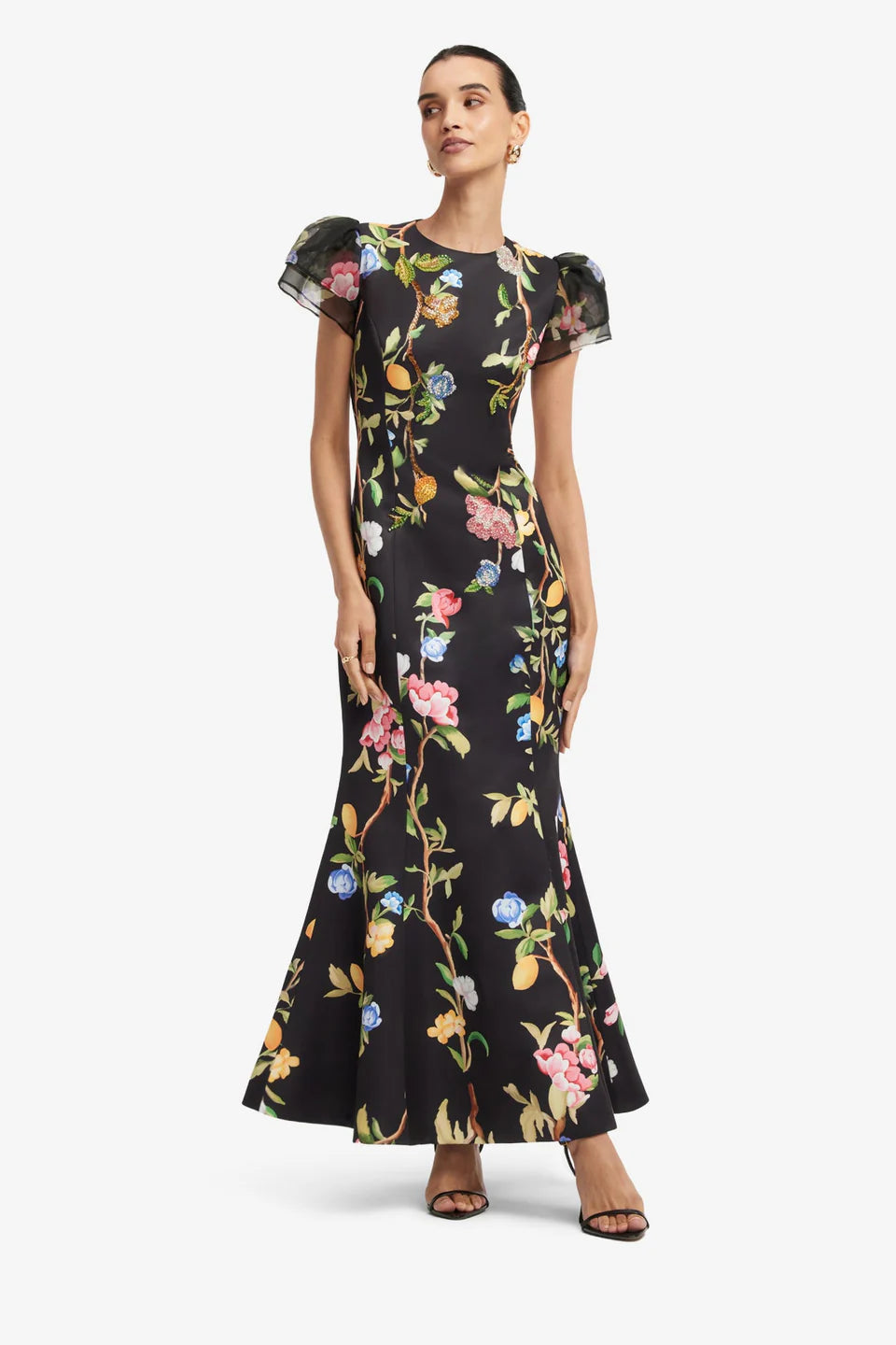 Sofia Embellished Puff Sleeve - Black Multi