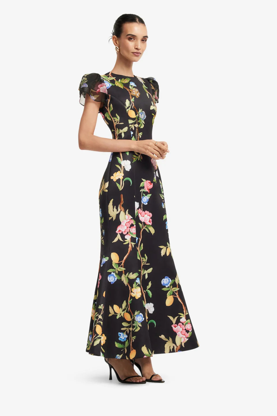 Sofia Embellished Puff Sleeve - Black Multi