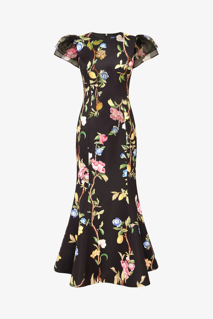 Sofia Embellished Puff Sleeve - Black Multi