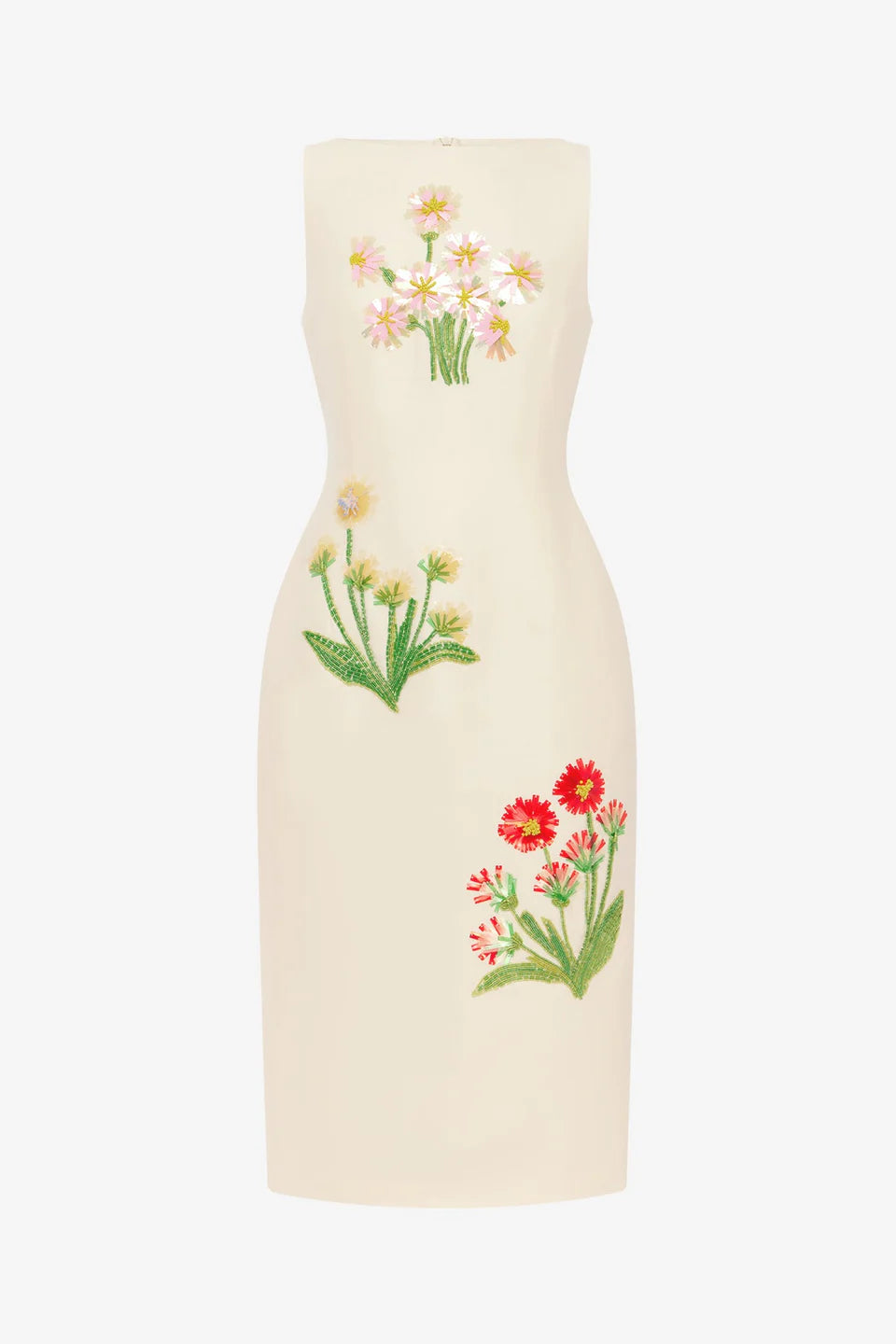 Eleanor Wildflower Embellished Midi Dress - Cream