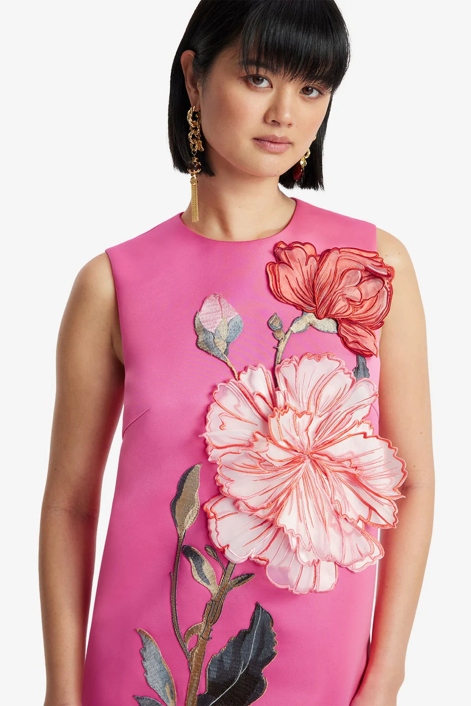 Yvonne Applique Floral Mini Dress - Pink