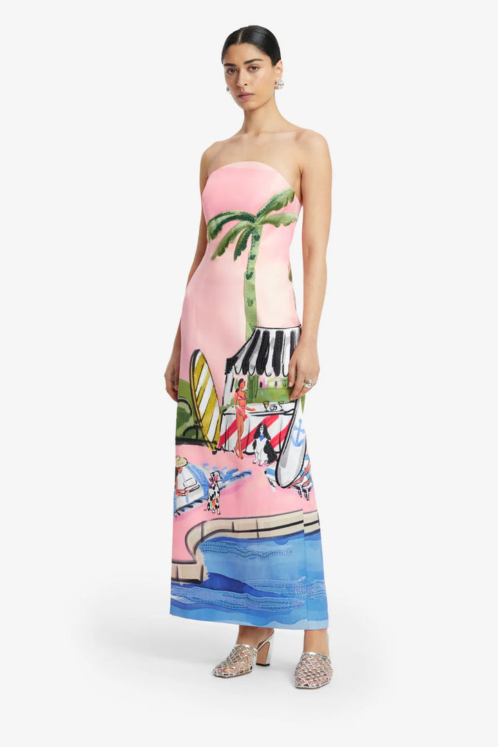 Ava Bustier Maxi Dress - Pink Multi